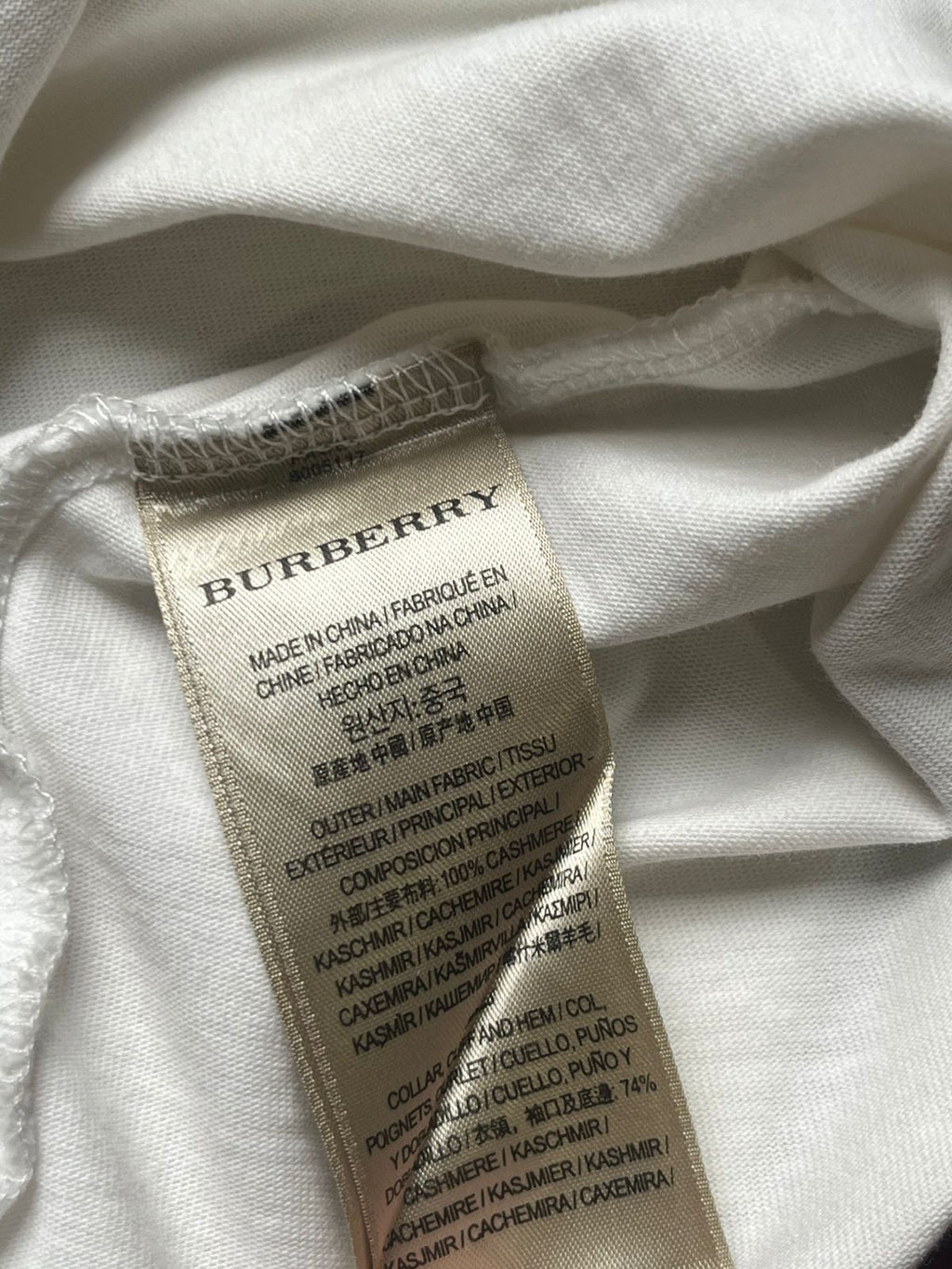 BURBERRY WHITE COTTON TEE - L