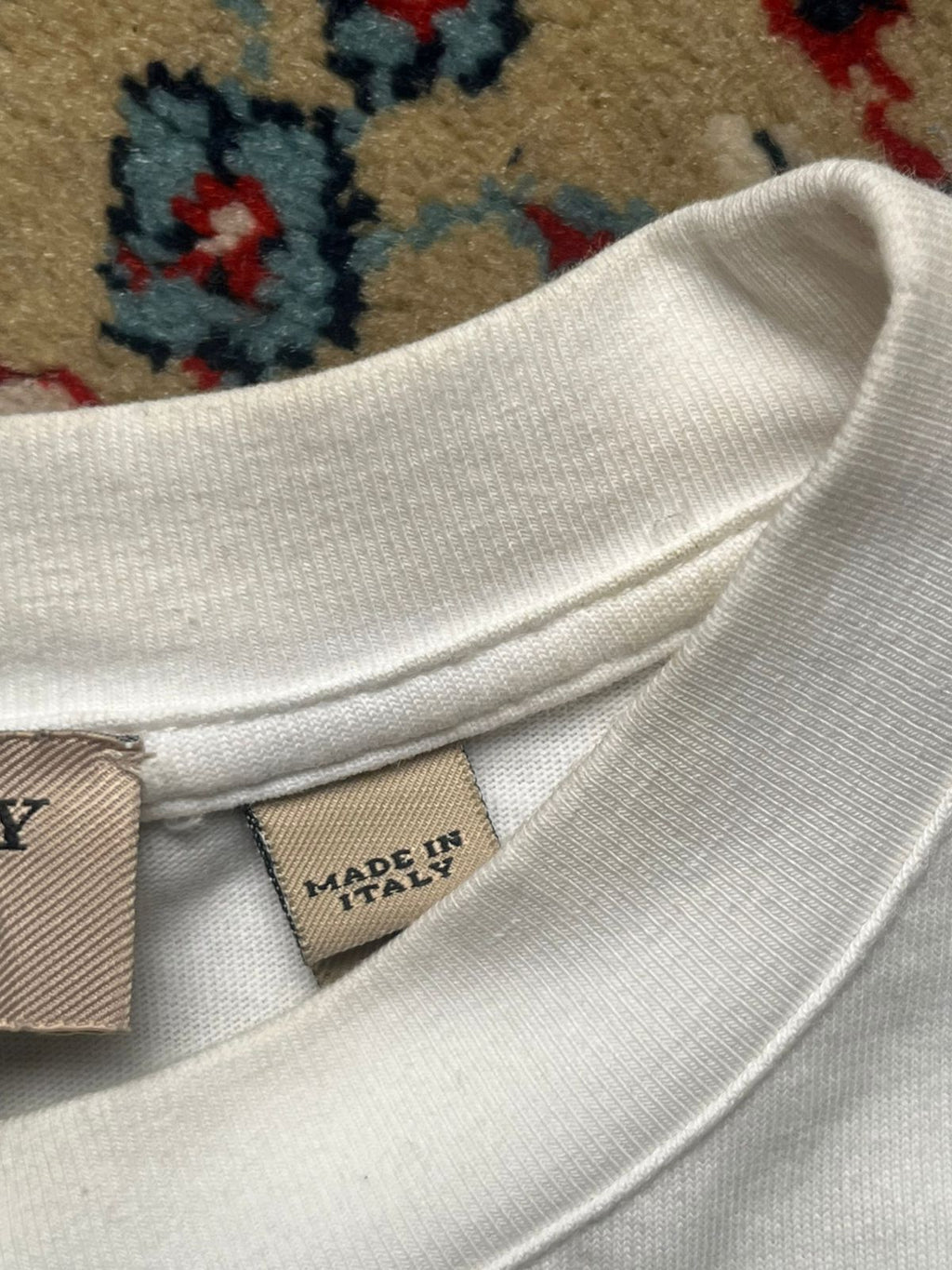 BURBERRY WHITE COTTON TEE - L