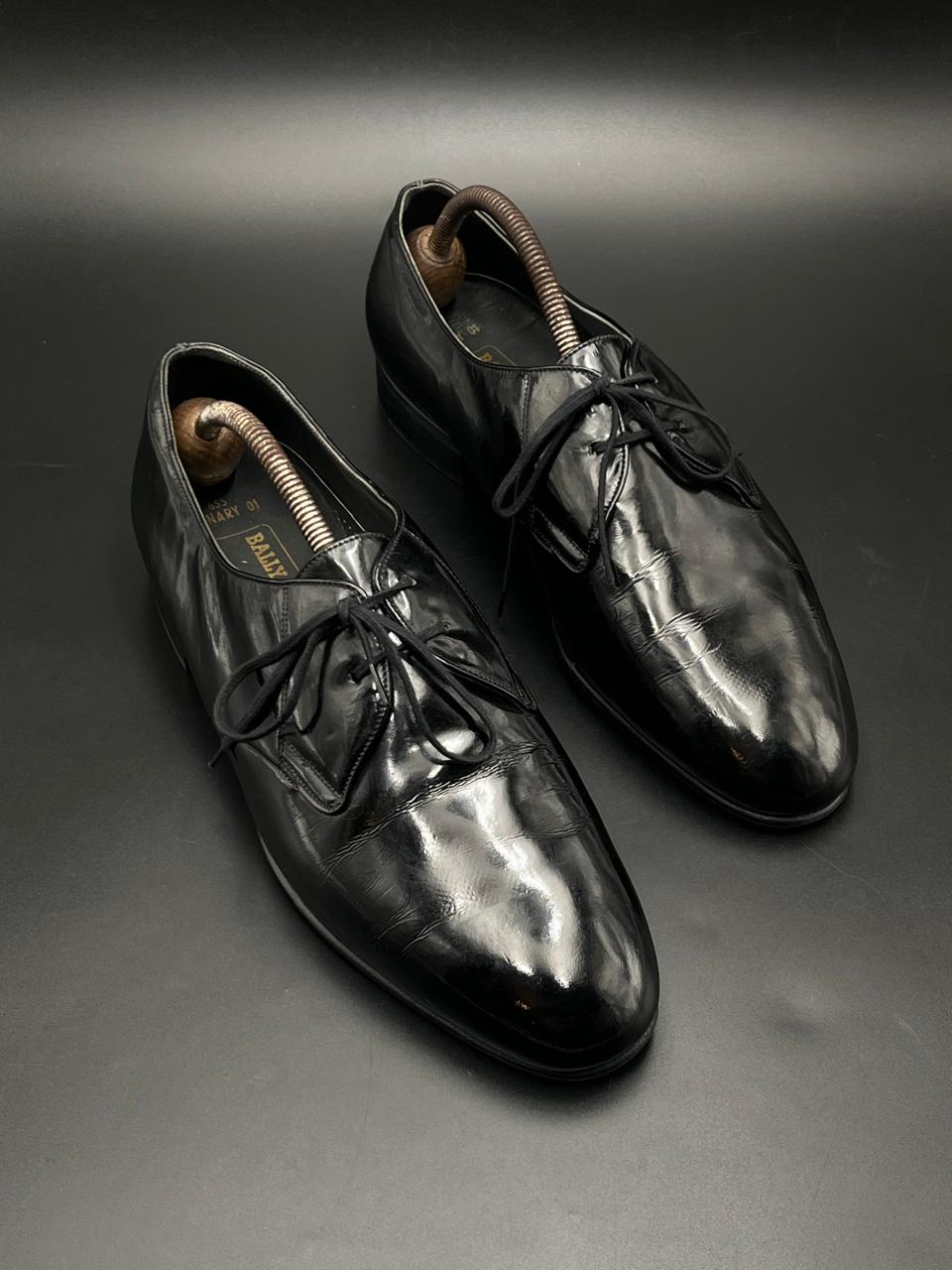 BALLY SUISSE "SANARY 01" BLACK LEATHER DERBY OXFORD DRESS SHOES