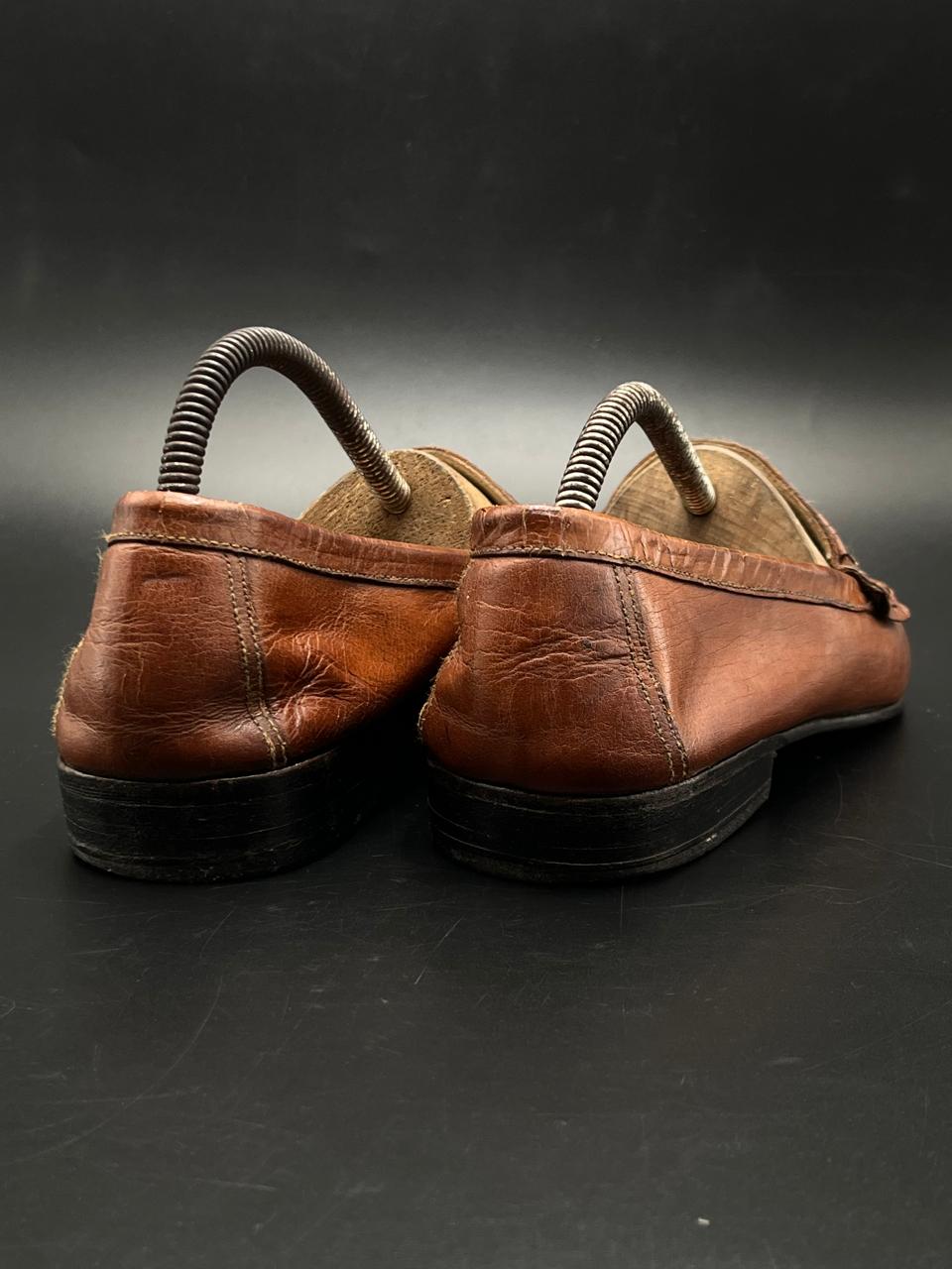 ENGLISH BOOT HOUSE BROWN LEATHER WOVEN KILTIE LOAFERS SHOES