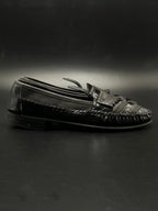 GIORGIO BRUTINI LE GLOVE BLACK WOVEN KILTIE HURACHE LOAFERS
