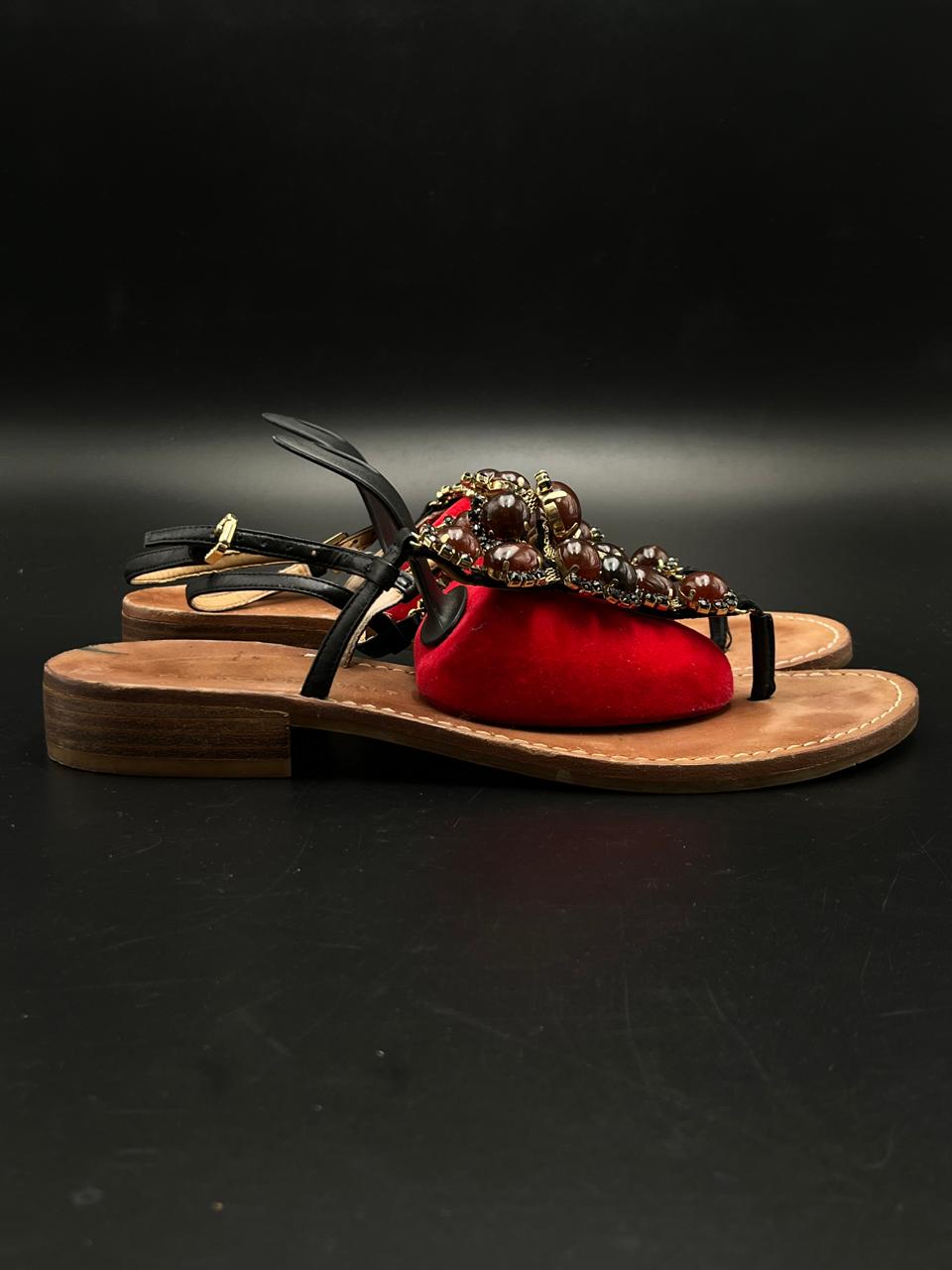 IVANKA TRUMP VALERIE BEADED EMBELLISHED THONG FLAT SANDALS