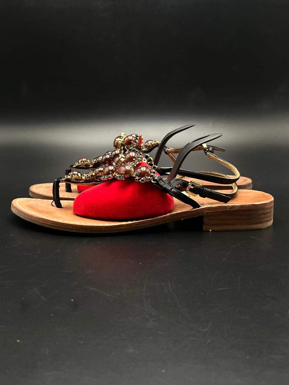 IVANKA TRUMP VALERIE BEADED EMBELLISHED THONG FLAT SANDALS