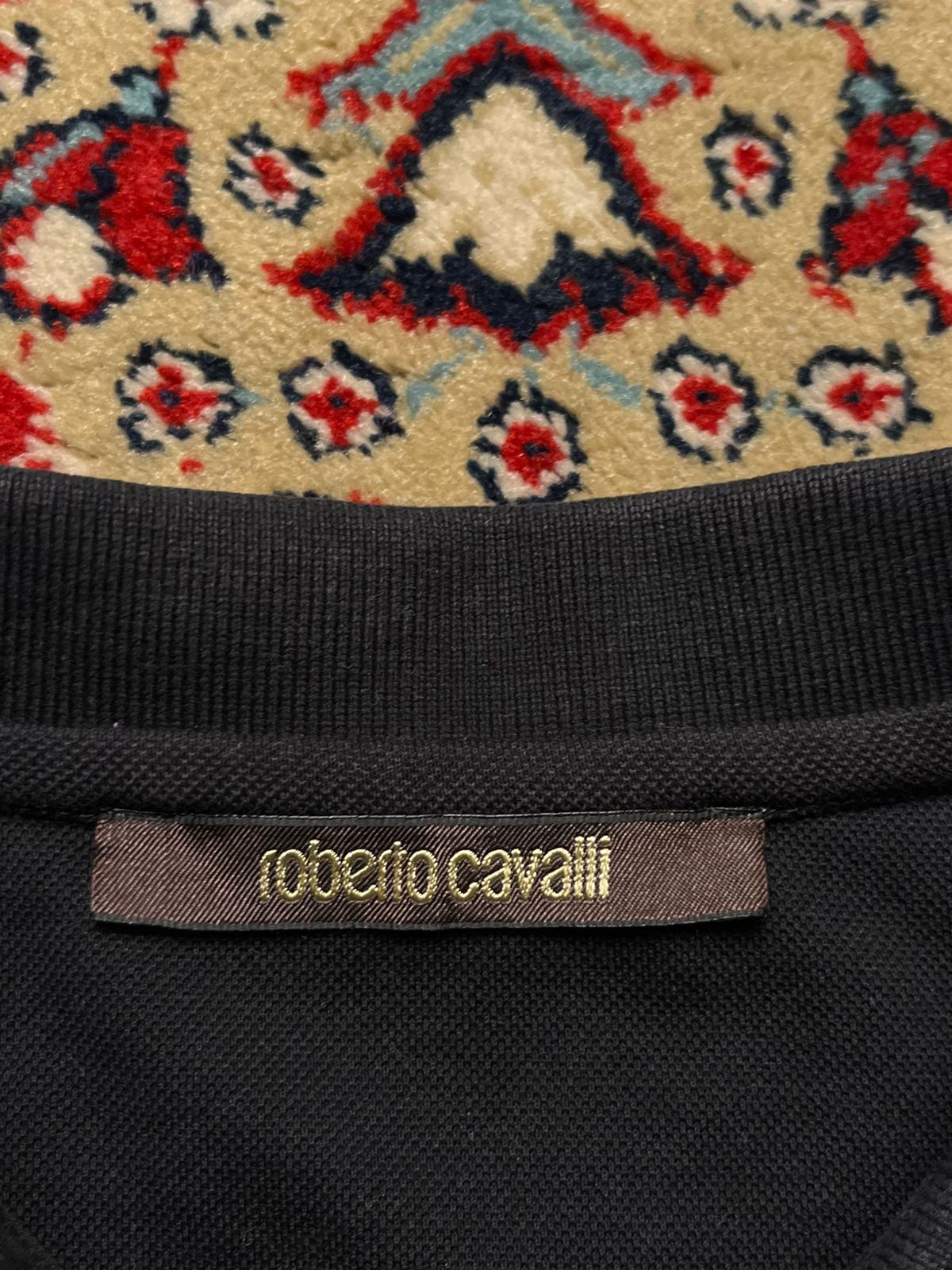 ROBERT0 CAVALLI BLACK POLO TEE - L