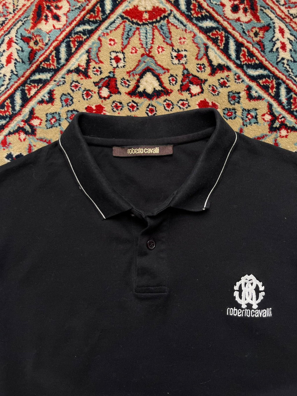 ROBERT0 CAVALLI BLACK POLO TEE - L