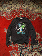 vtg RICK AND MORTY BLACK GRAPHIC full sleeve SHIRT - M