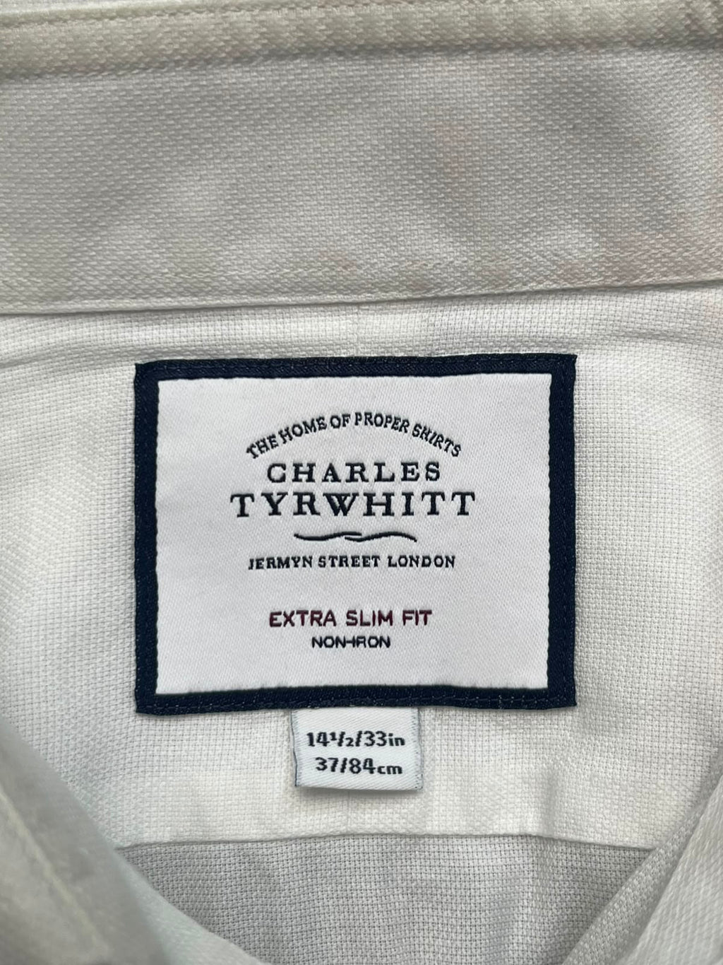 CHARLES TYRWHITT Extra Slim Fit White BUTTON DOWN SHIRT - S