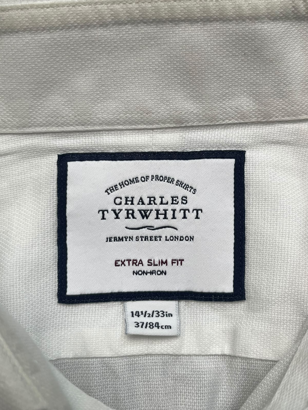 CHARLES TYRWHITT Extra Slim Fit White BUTTON DOWN SHIRT - S