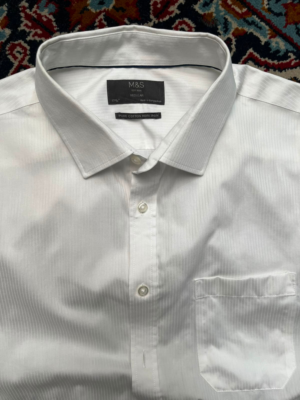 M&S Marks & Spencer Regular Fit White Cotton BUTTON DOWN SHIRT - XL