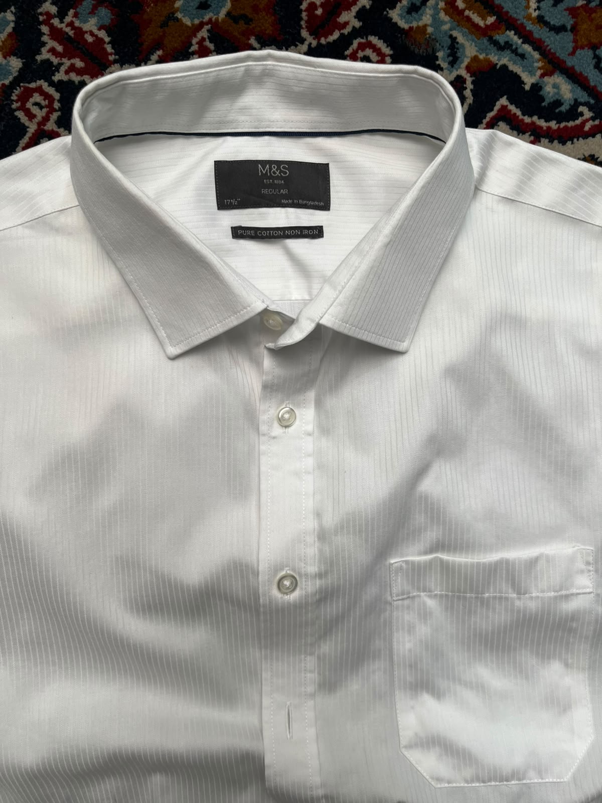 M&S Marks & Spencer Regular Fit White Cotton BUTTON DOWN SHIRT - XL
