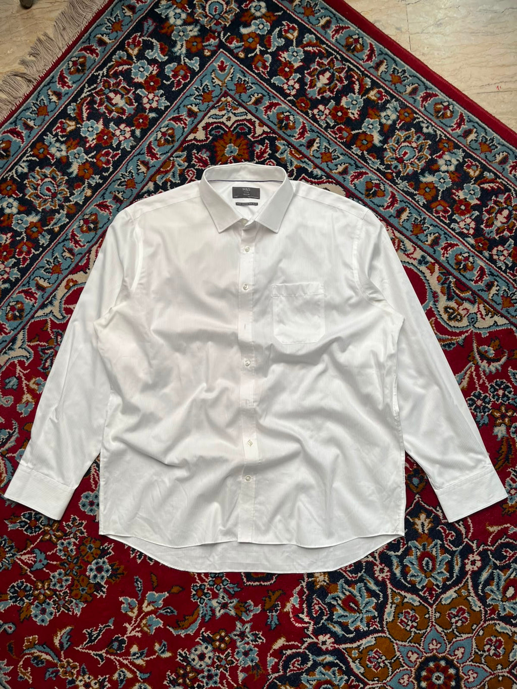 M&S Marks & Spencer Regular Fit White Cotton BUTTON DOWN SHIRT - XL