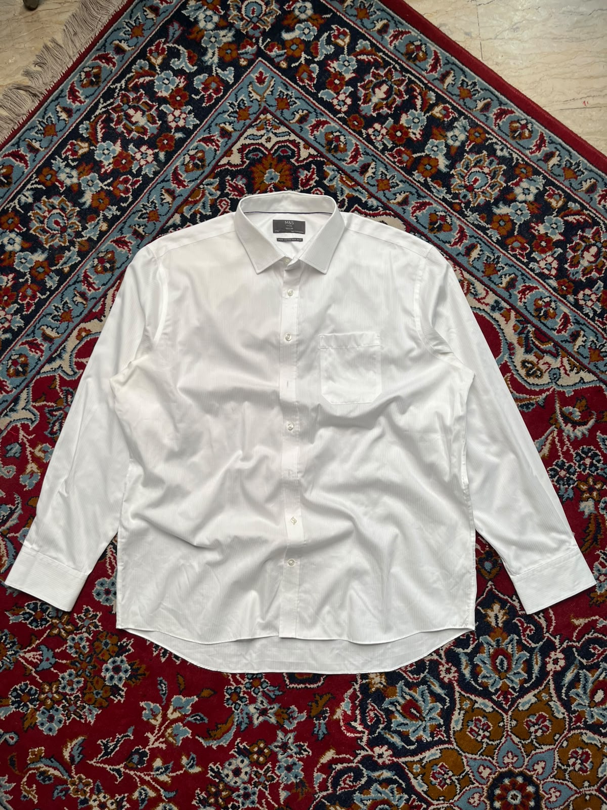 M&S Marks & Spencer Regular Fit White Cotton BUTTON DOWN SHIRT - XL