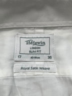 TM LEWIN Slim Fit Royal Satin Weave White Cotton BUTTON DOWN SHIRT - XL