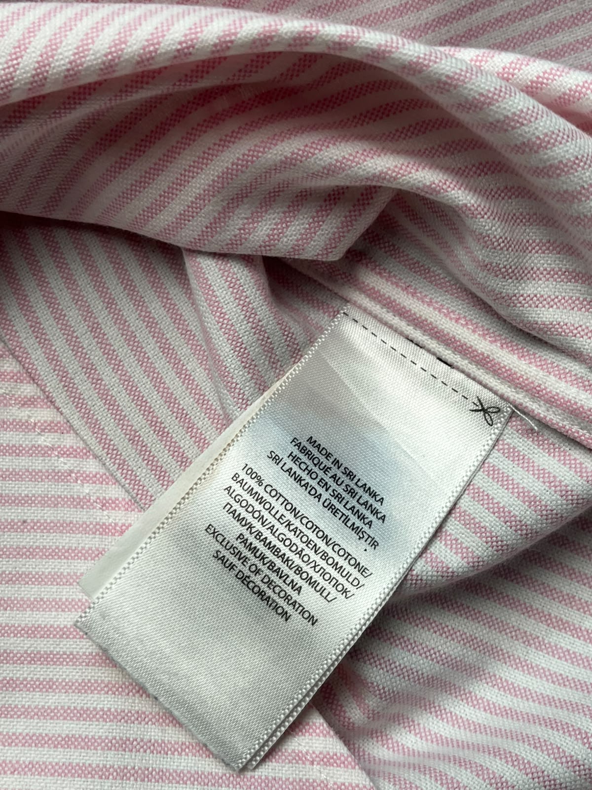 POLO RALPH LAUREN Pink White Stripe Oxford BUTTON DOWN SHIRT - S