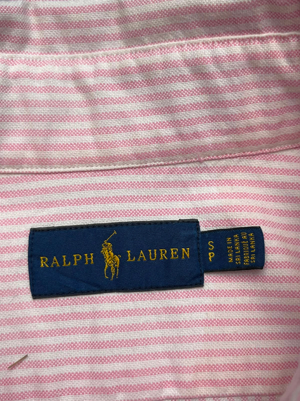 POLO RALPH LAUREN Pink White Stripe Oxford BUTTON DOWN SHIRT - S