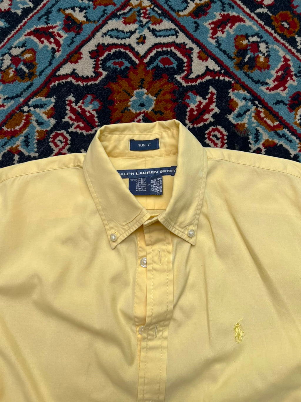 Polo RALPH LAUREN SPORT Yellow Slim Fit Cotton BUTTON DOWN SHIRT - L