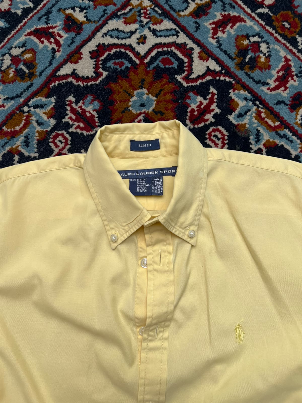 Polo RALPH LAUREN SPORT Yellow Slim Fit Cotton BUTTON DOWN SHIRT - L