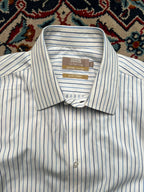 MARKS & SPENCER Tailoring Blue Striped Non-Iron BUTTON DOWN SHIRT - XL