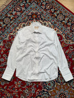 MARKS & SPENCER Tailoring Blue Striped Non-Iron BUTTON DOWN SHIRT - XL