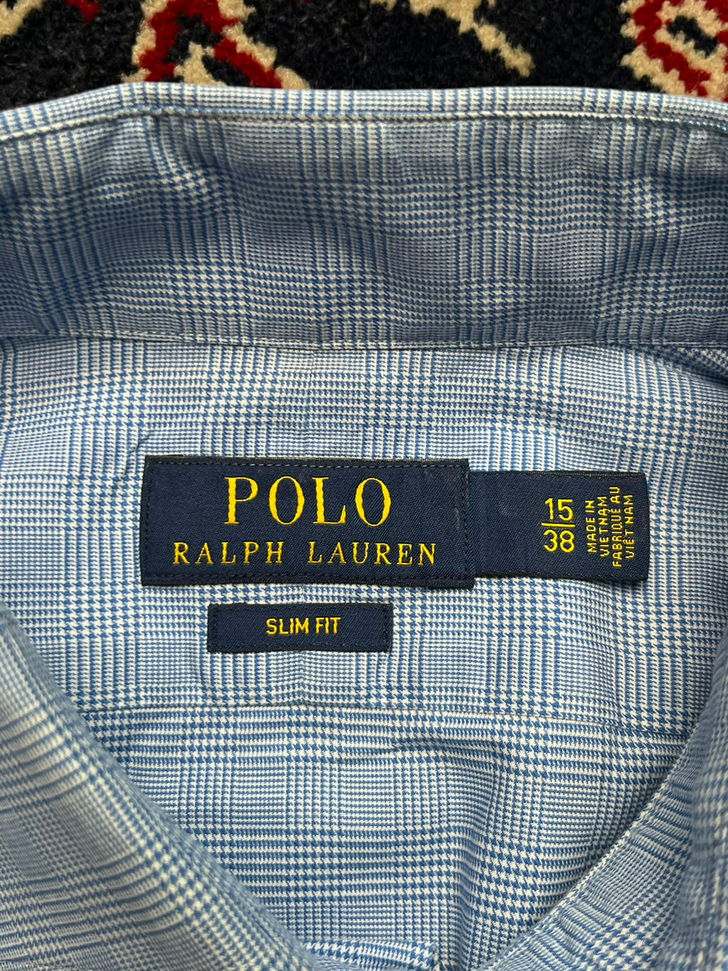 POLO RALPH LAUREN Blue Plaid Slim Fit Cotton BUTTON DOWN SHIRT - M