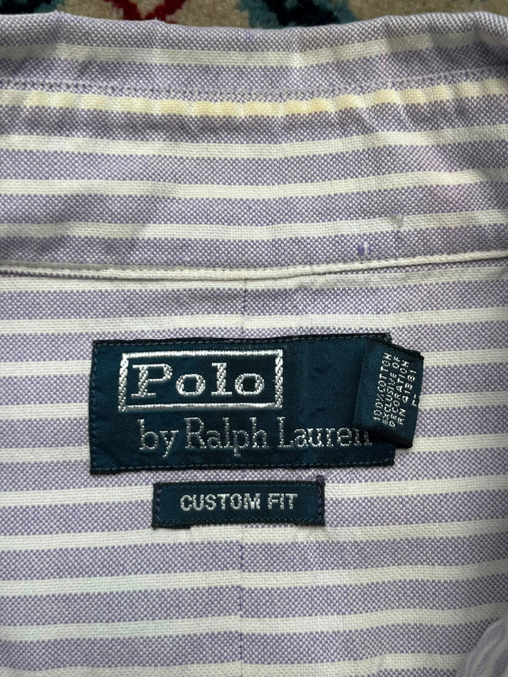 POLO RALPH LAUREN CUSTOM FIT PURPLE STRIPED OXFORD BUTTON DOWN SHIRT - XL