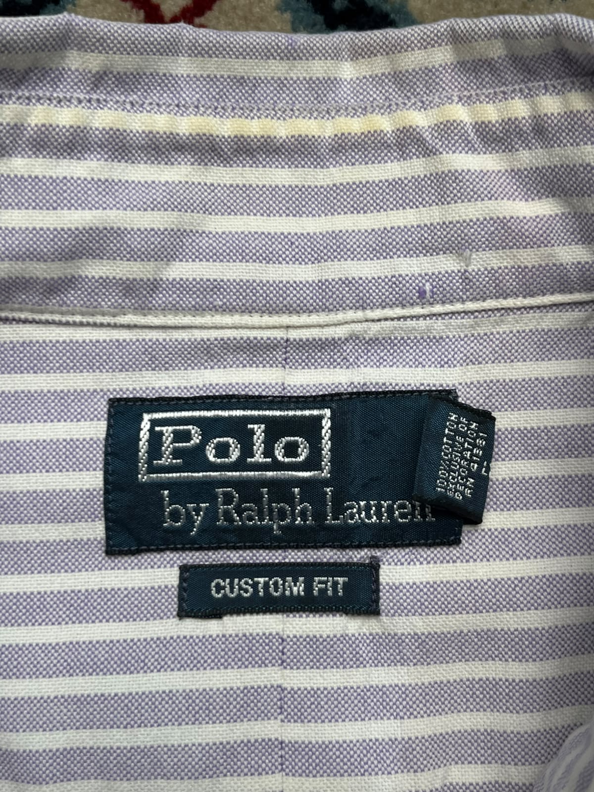 POLO RALPH LAUREN CUSTOM FIT PURPLE STRIPED OXFORD BUTTON DOWN SHIRT - XL