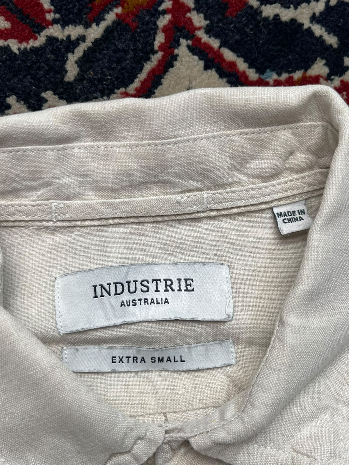 INDUSTRIE AUSTRALIA  LINEN BEIGE CASUAL LIGHTWEIGHT BUTTON DOWN SHIRT - S