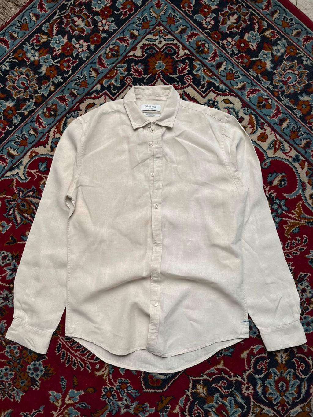 INDUSTRIE AUSTRALIA  LINEN BEIGE CASUAL LIGHTWEIGHT BUTTON DOWN SHIRT - S