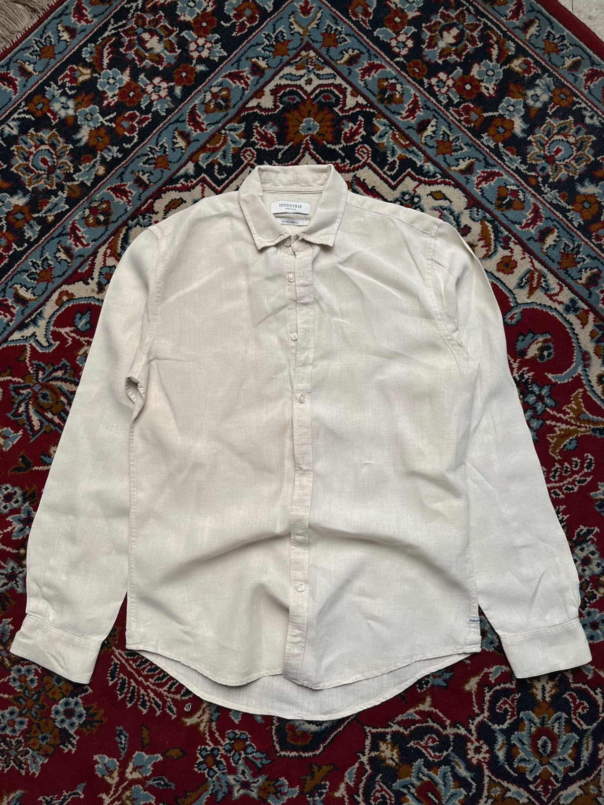 INDUSTRIE AUSTRALIA  LINEN BEIGE CASUAL LIGHTWEIGHT BUTTON DOWN SHIRT - S