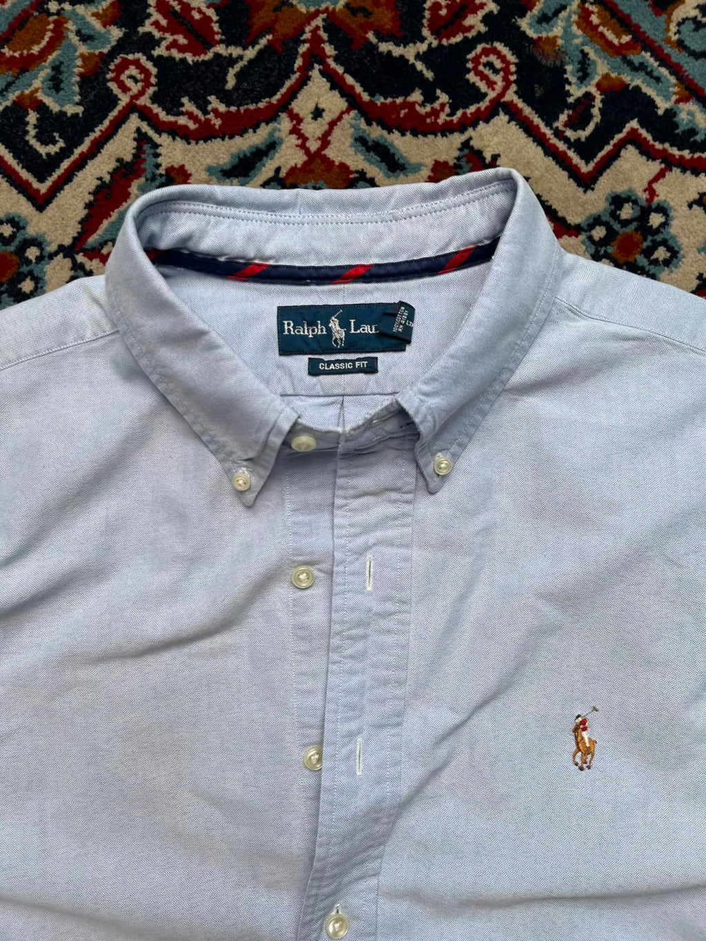 RALPH LAUREN CLASSIC FIT LIGHT BLUE OXFORD SOLID COTTON BUTTON DOWN SHIRT - XL