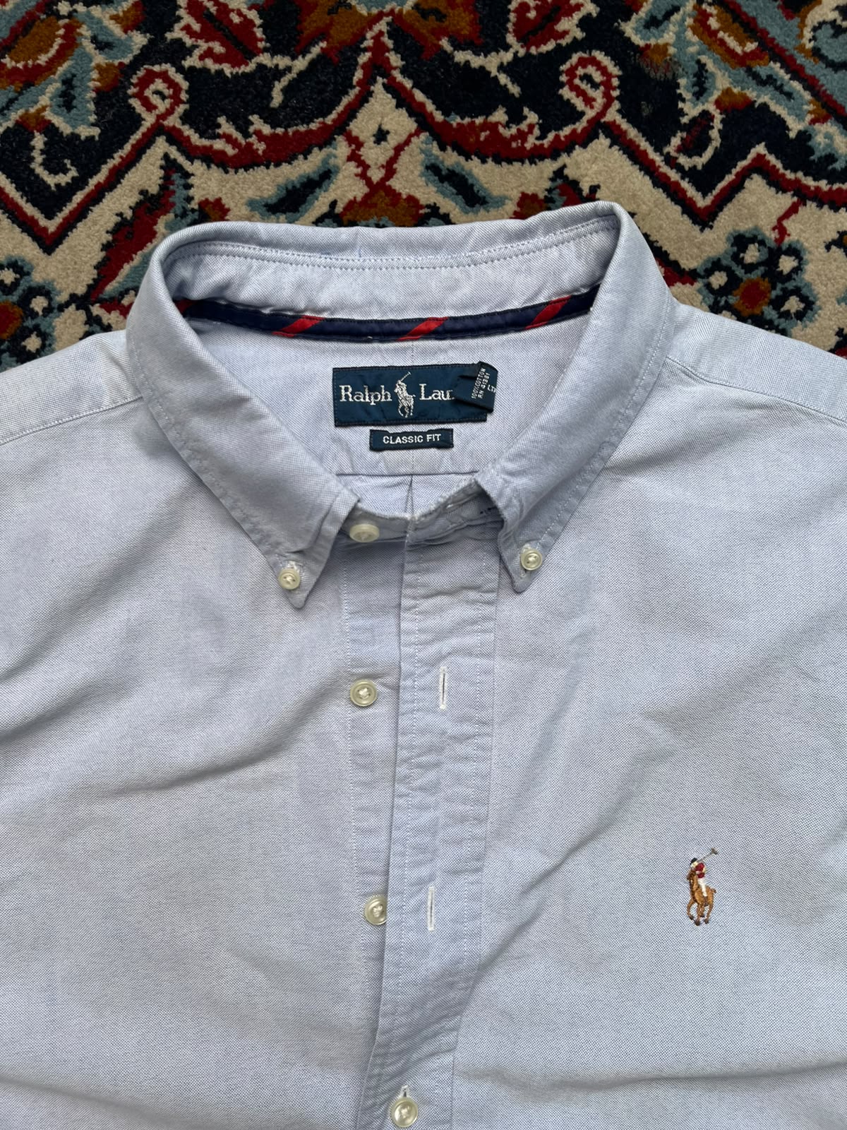 RALPH LAUREN CLASSIC FIT LIGHT BLUE OXFORD SOLID COTTON BUTTON DOWN SHIRT - XL