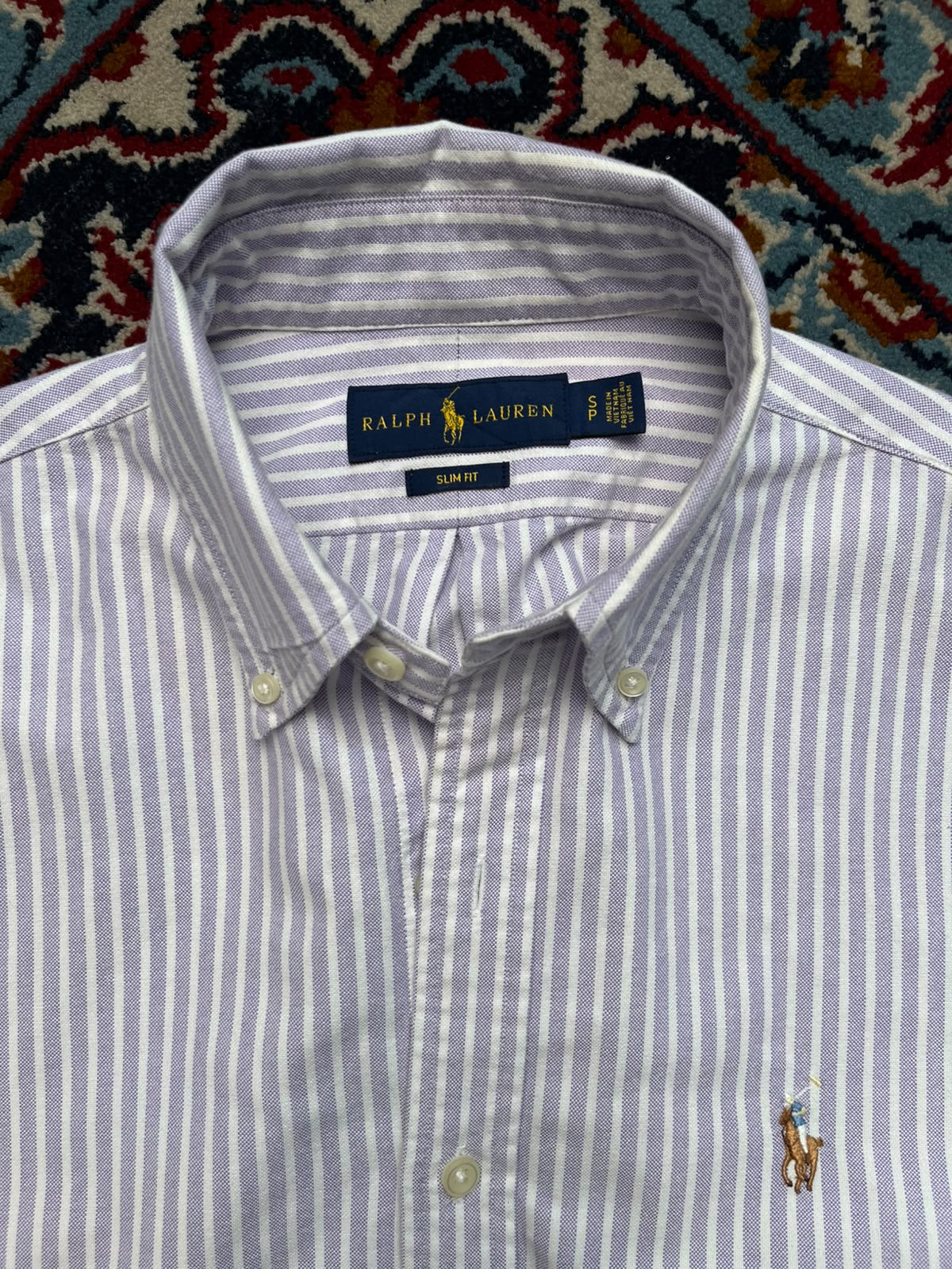 Polo Ralph Lauren Slim Fit Purple Striped Oxford BUTTON DOWN SHIRT - S