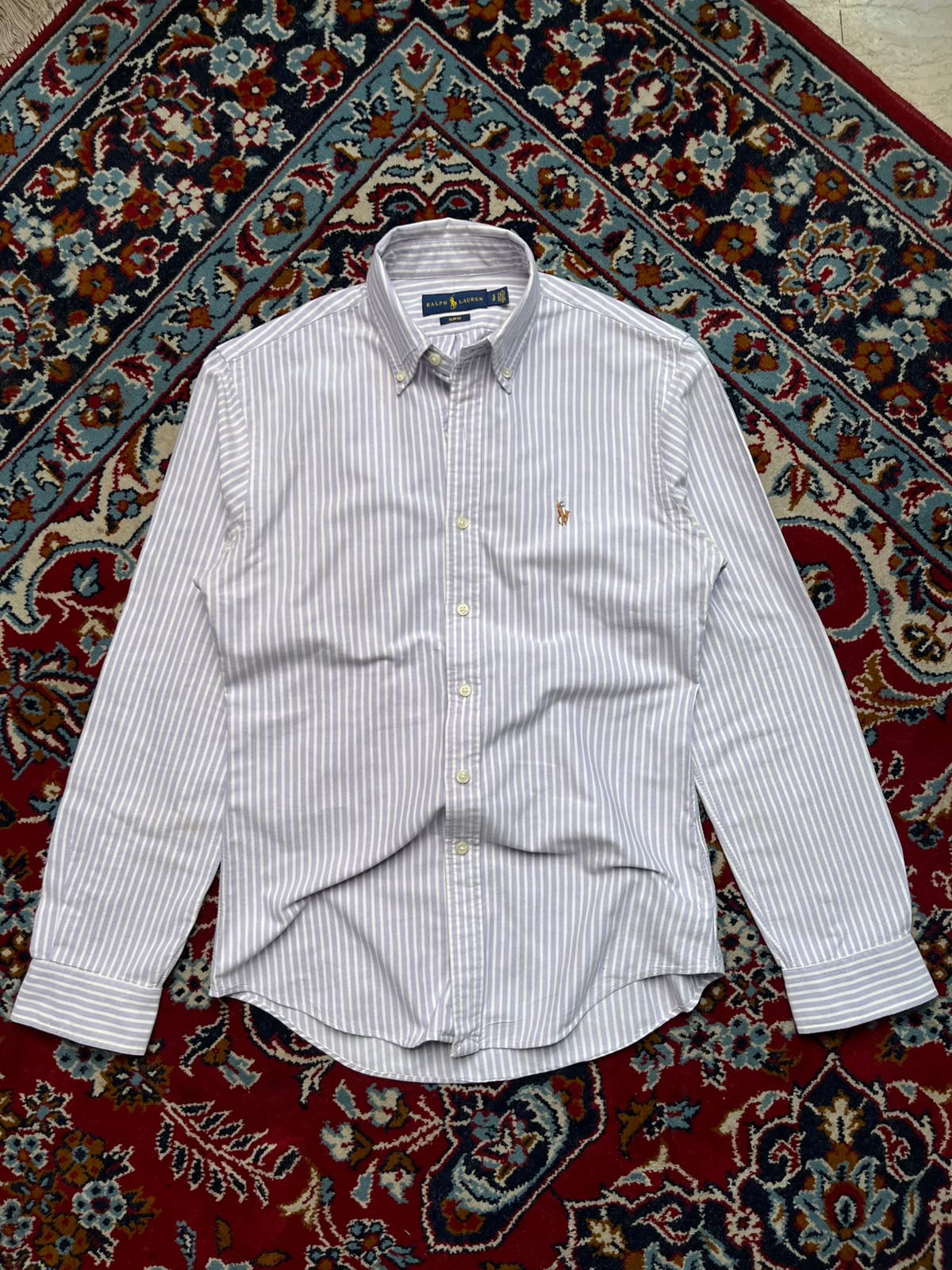 Polo Ralph Lauren Slim Fit Purple Striped Oxford BUTTON DOWN SHIRT - S