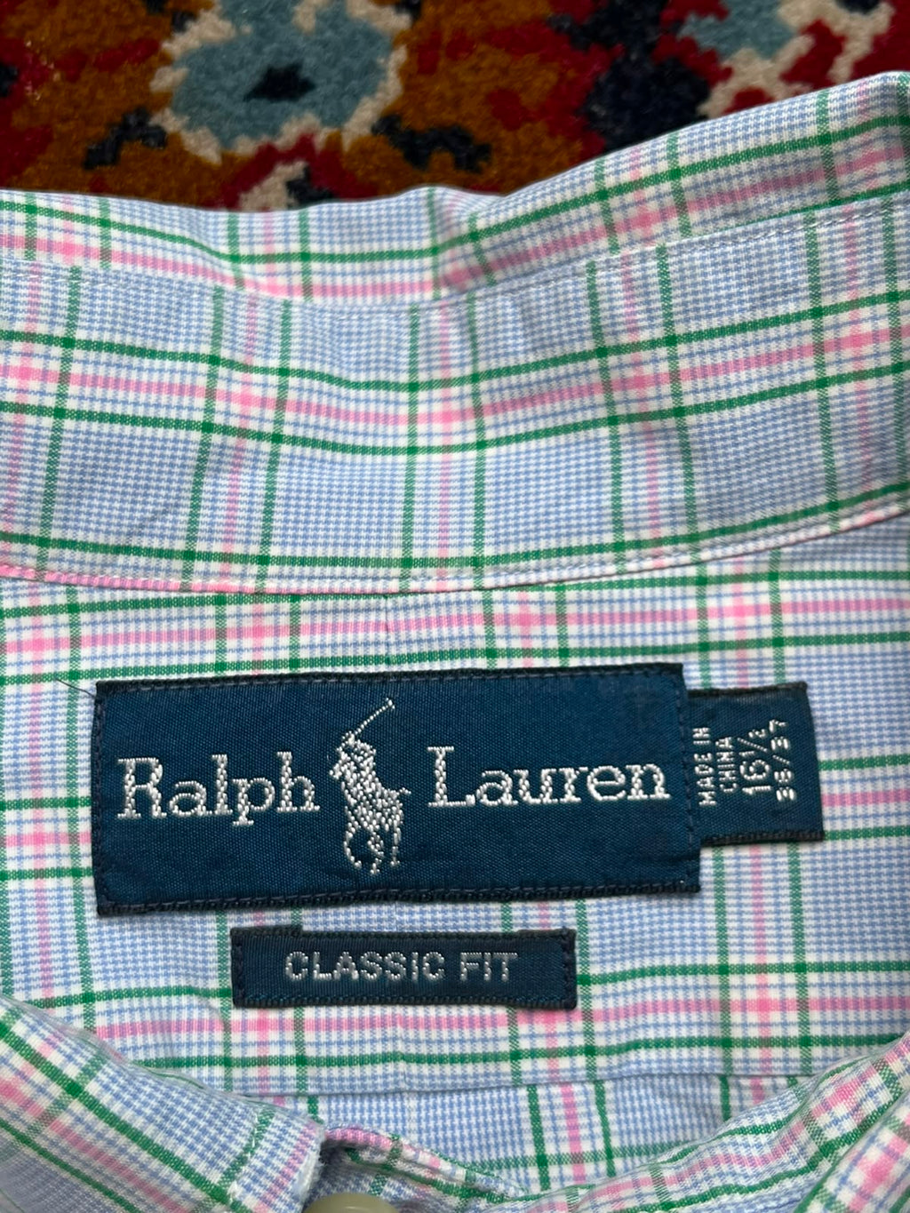Polo Ralph Lauren Classic Fit Blue Pink Green Plaid BUTTON DOWN SHIRT - XL