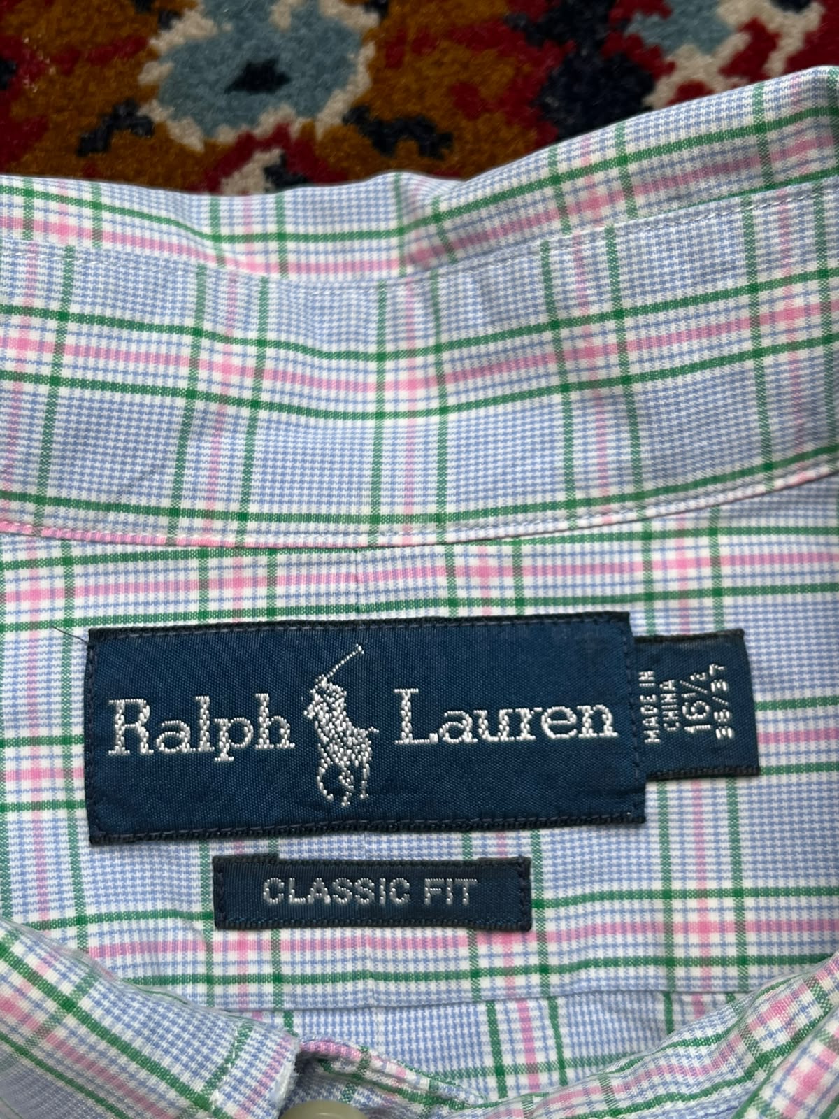 Polo Ralph Lauren Classic Fit Blue Pink Green Plaid BUTTON DOWN SHIRT - XL