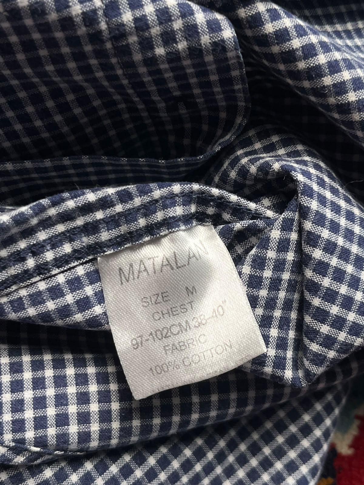 MATALAN BLACK WHITE CHECKERED BTUTTON DOWN SHIRT - M