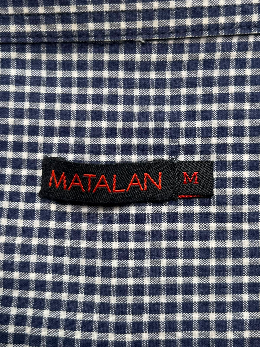 MATALAN BLACK WHITE CHECKERED BTUTTON DOWN SHIRT - M