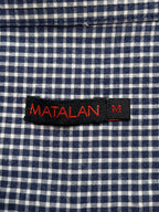 MATALAN BLACK WHITE CHECKERED BTUTTON DOWN SHIRT - M