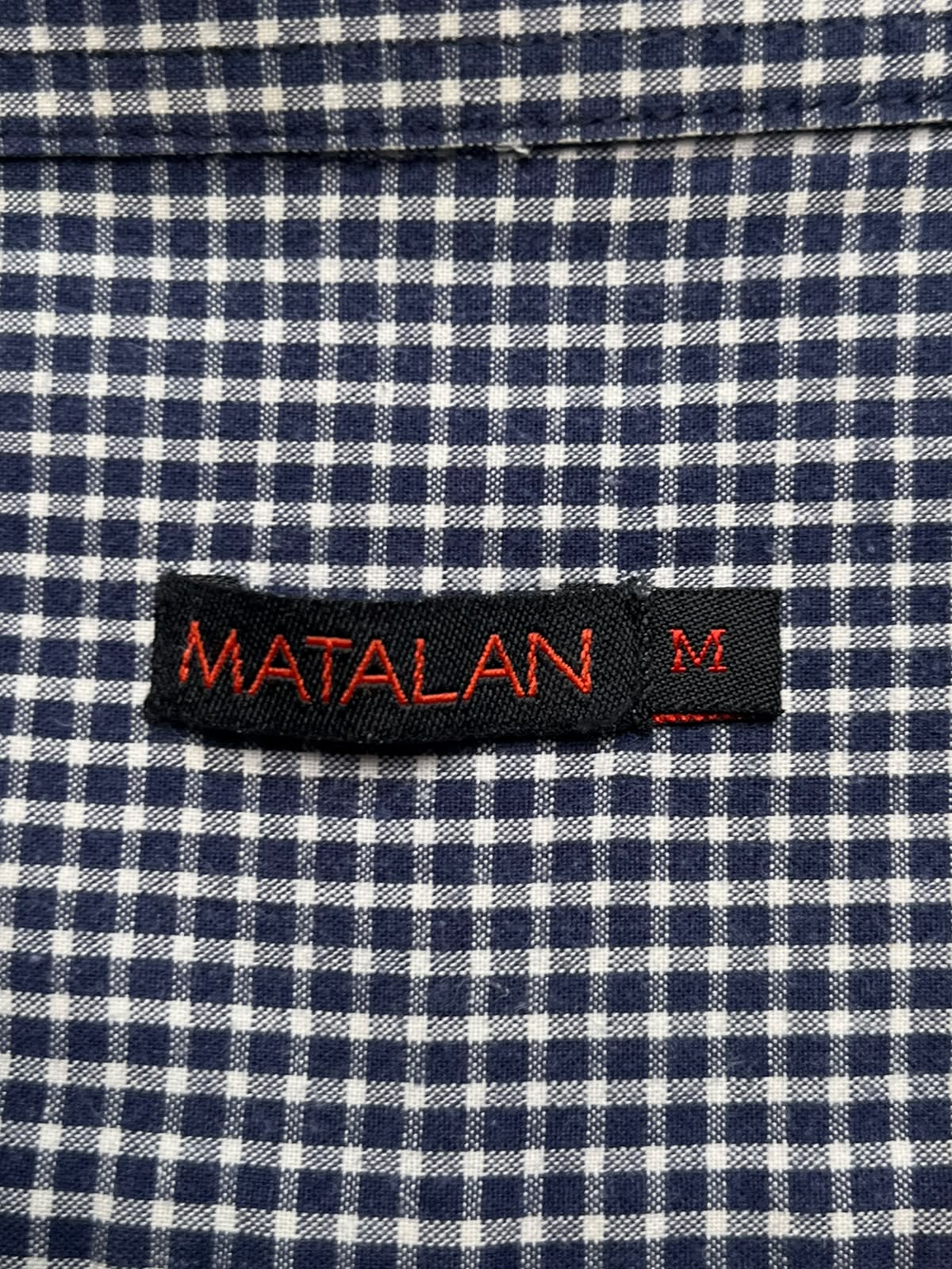 MATALAN BLACK WHITE CHECKERED BTUTTON DOWN SHIRT - M