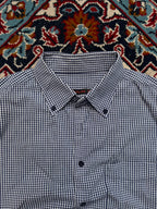 MATALAN BLACK WHITE CHECKERED BTUTTON DOWN SHIRT - M