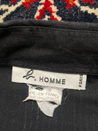 VINTAGE AGNES B HOMME PARIS BLACK EMBROIDERED LIZARD BUTTON DOWN SHIRT - XL