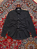 VINTAGE AGNES B HOMME PARIS BLACK EMBROIDERED LIZARD BUTTON DOWN SHIRT - XL