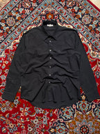 VINTAGE AGNES B HOMME PARIS BLACK EMBROIDERED LIZARD BUTTON DOWN SHIRT - XL