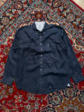 FYNCH HATTON SUPERSOFT LINEN NAVY BLUE BUTTON DOWN SHIRT - XL