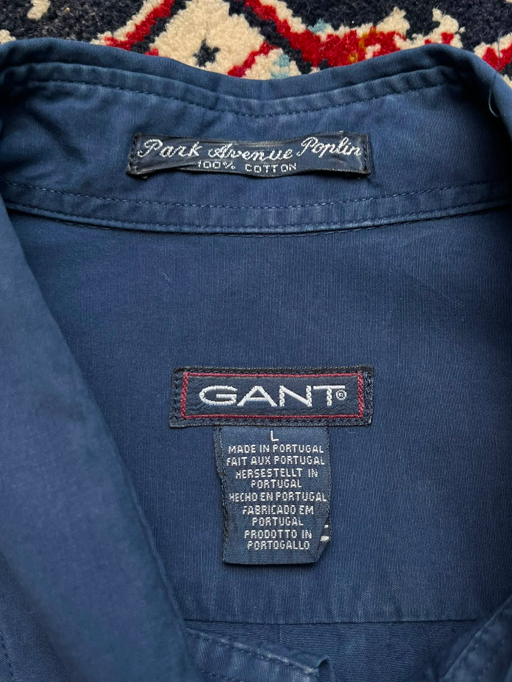 GANT PARK AVENUE POPLIN BLUE COTTON  BUTTON DOWN SHIRT - XL