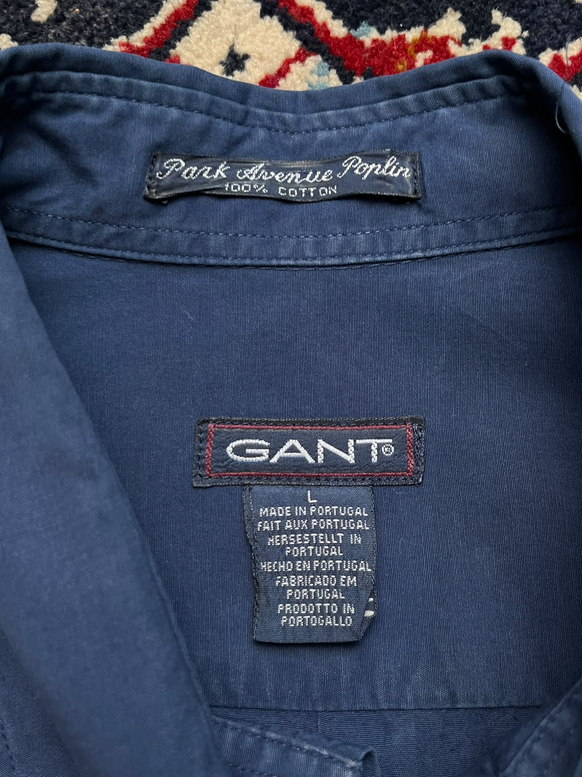 GANT PARK AVENUE POPLIN BLUE COTTON  BUTTON DOWN SHIRT - XL