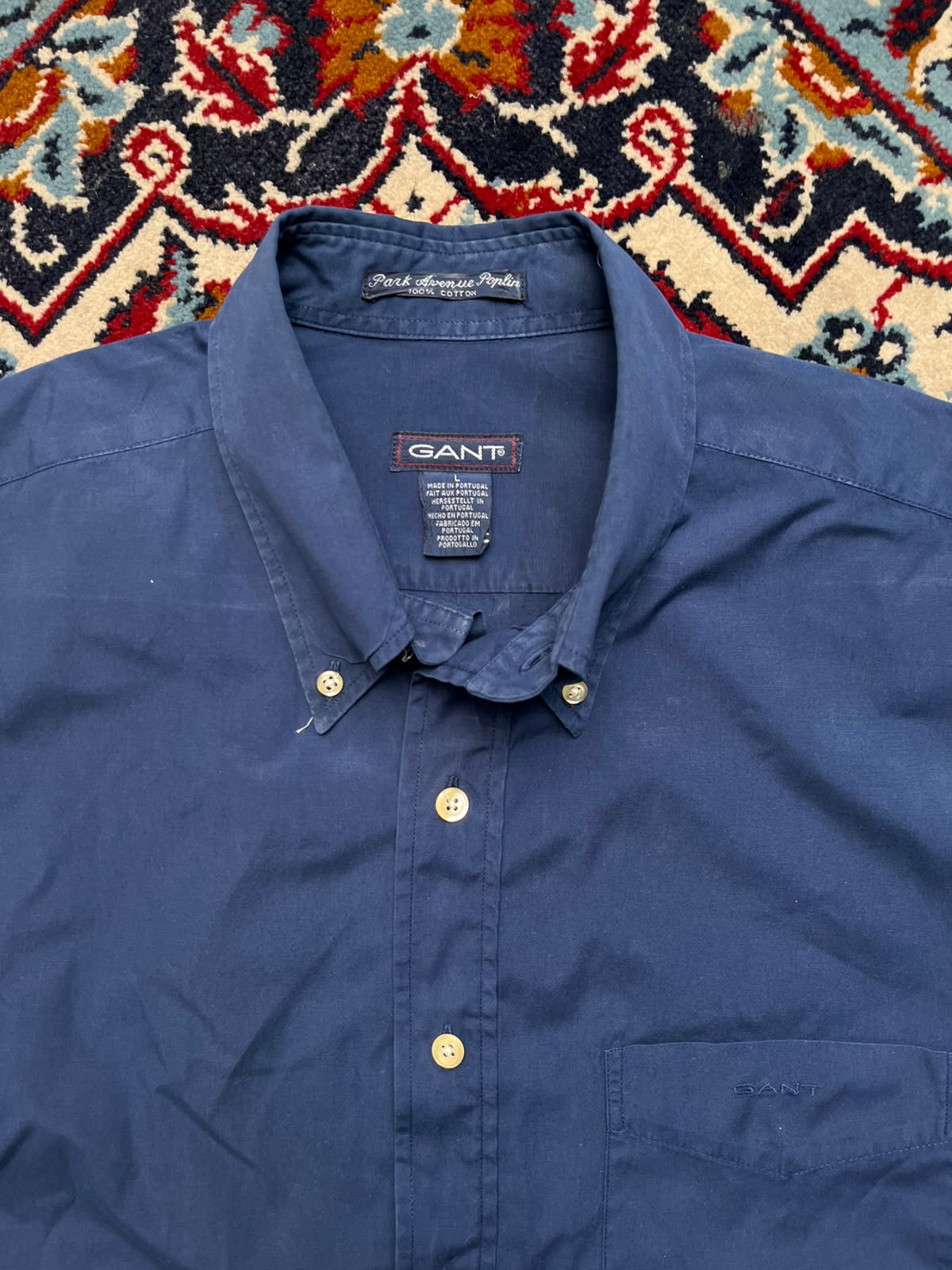 GANT PARK AVENUE POPLIN BLUE COTTON  BUTTON DOWN SHIRT - XL