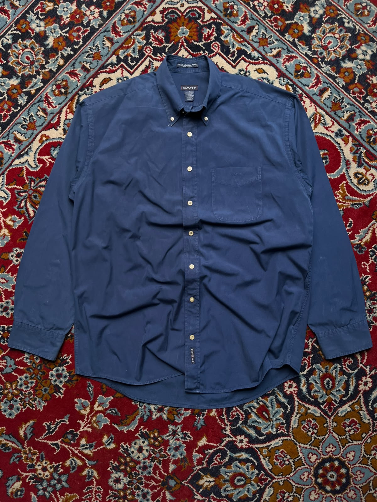GANT PARK AVENUE POPLIN BLUE COTTON  BUTTON DOWN SHIRT - XL