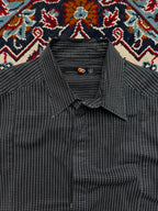 FREE PLANET BLACK WHITE DOT PRINT CASUAL BUTTON DOWN SHIRT - M
