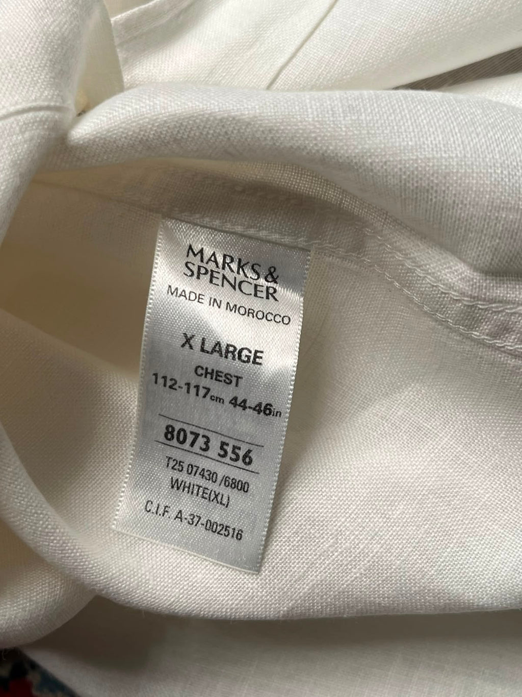 MARKS & SPENCER BLUE HARBOUR WHITE LINEN BUTTON DOWN SHIRT - XL